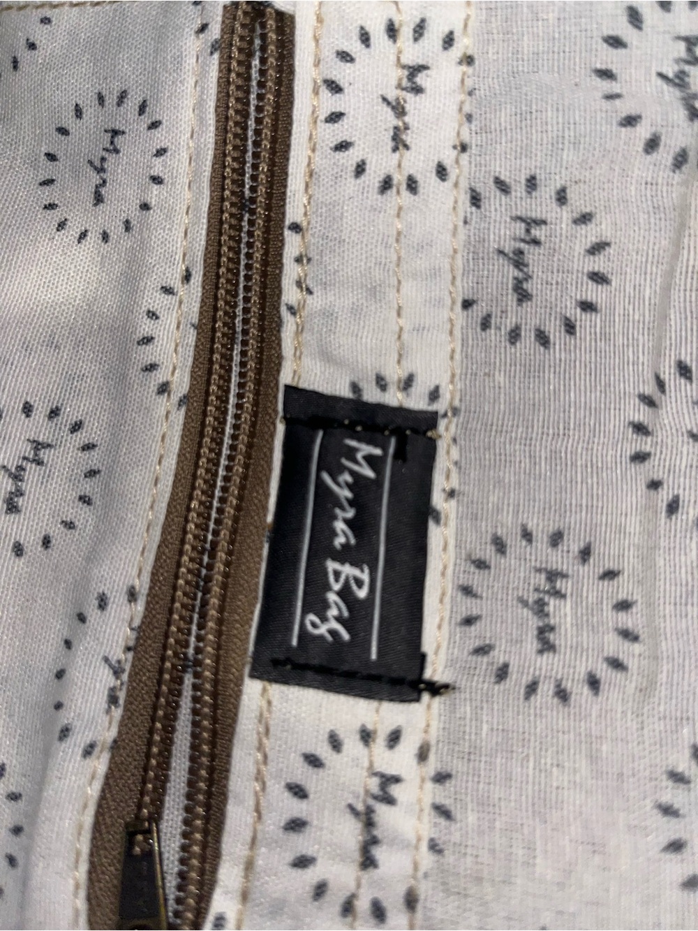 Myra Bag Canvas Large Floral Tote Bag with Tan Trim - Picture 5 of 5